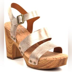 NIB‎ Kork-Ease Della Slingback Platform Sandal Light Gold Size 10